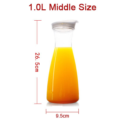 Plastic Water Kettle Carafes Plastic Water Container Storage Plastic Water Pitcher with Rubber Lids: 1100ML