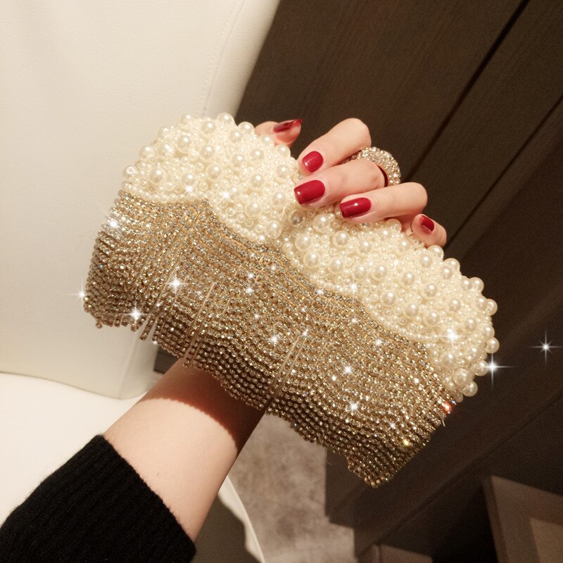 Dames water strass glimmende kwastjes handtas damestas nacht banket tas feest bruid diagonaal pakket