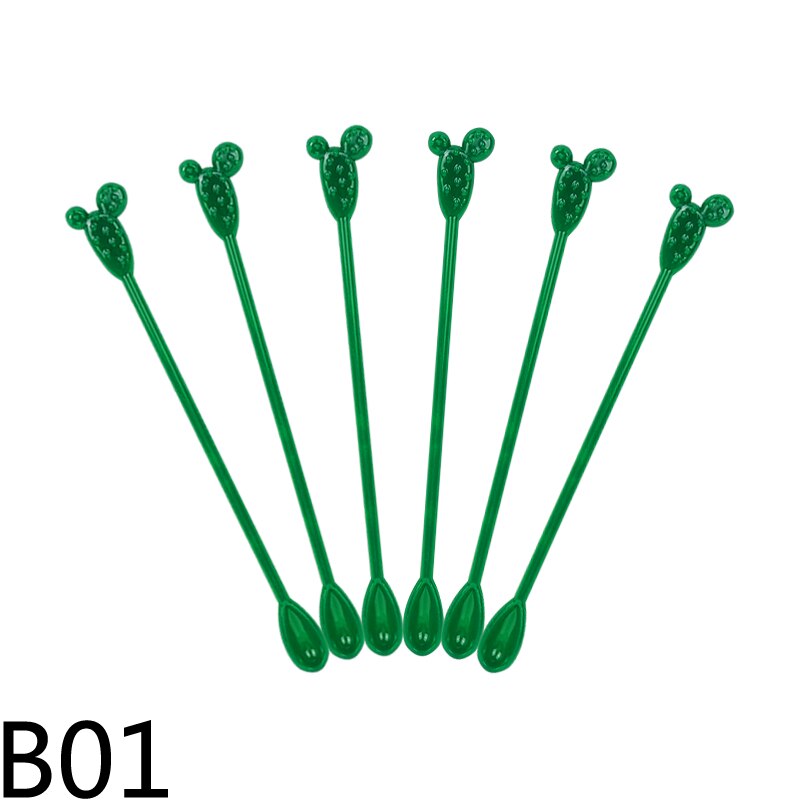 Agitateur de boissons en plastique, 6 pièces, pour fête d'été, fête tropicale, décoration de fête hawaïenne, flamand rose, agitateur de boissons, café: B01