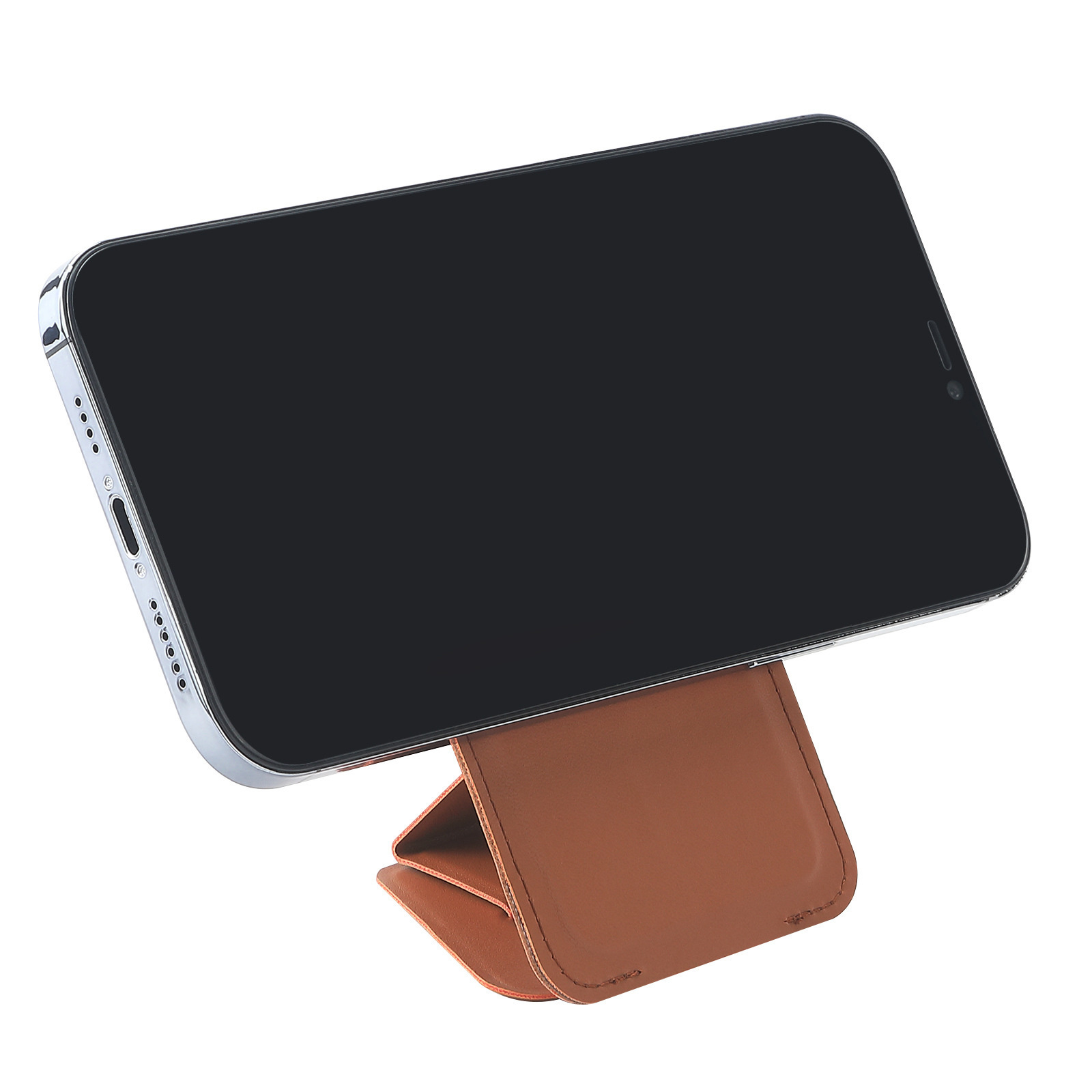 Magnetisk læderpung med skindstativ, magsafe-etui til apple iphone 15 14 13 pro max, magsafe-etui, kortholder, lomme, cover