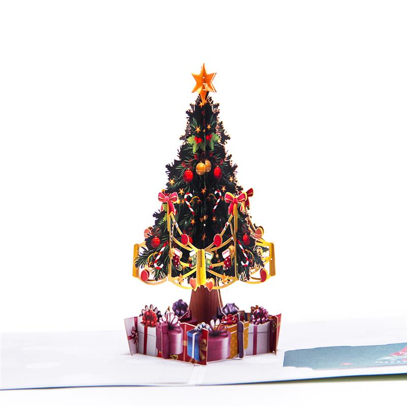 1pcs 3D Popup Greeting Cards Christmas Tree Post Card Card For Birthday Christmas Valentine' Day Party Wedding Decoration: Default Title