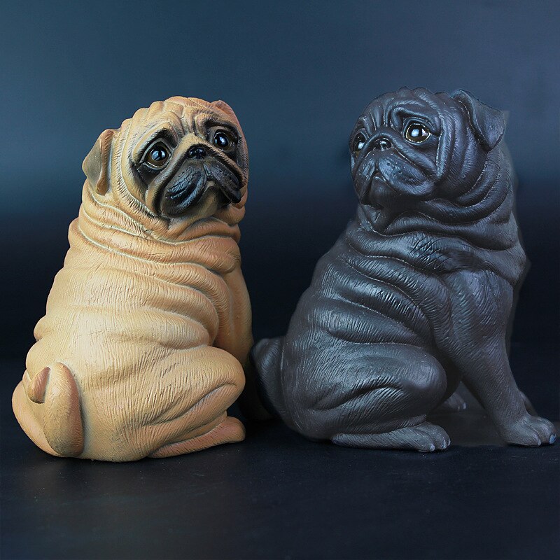 Realistische Herbruikbare Plastic Kunstmatige Pug Hond Model Standbeeld Leuke Voor Home Office Decor Collectible Tt-Best