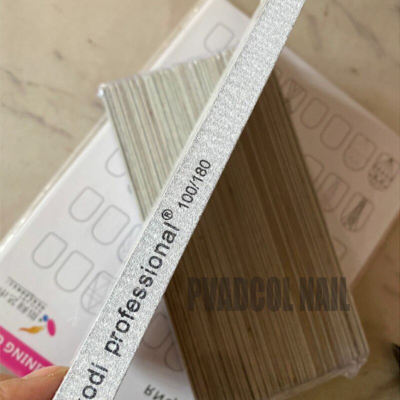 Lote de lijas para manicura , lote de 25 unids/paquete de limas para Nail Art, limas de uñas con gotitas, papel de lija para esmalte gris 100/180 Natural