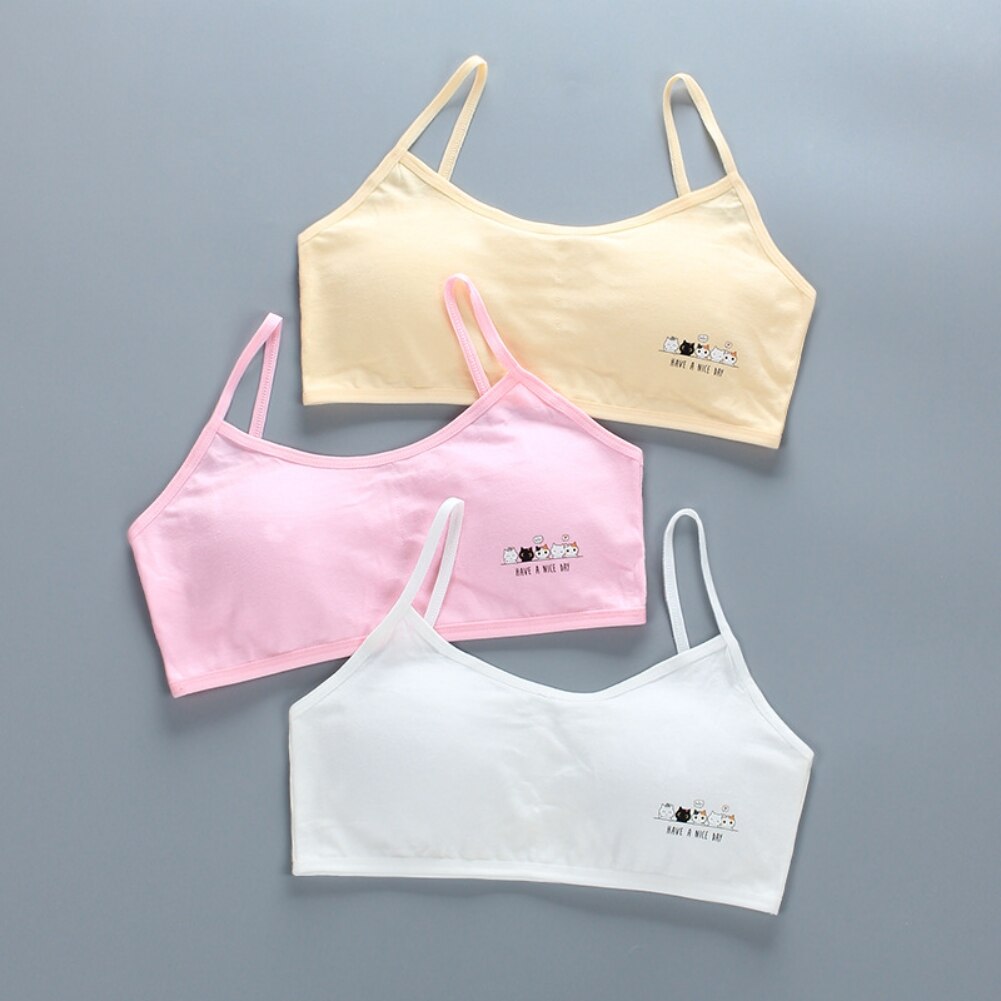 Bobora Girls Sports Bra Kids Cotton Teenage Underwear Young Girl Training Bra Sports Student Thin Cup Teen Bra