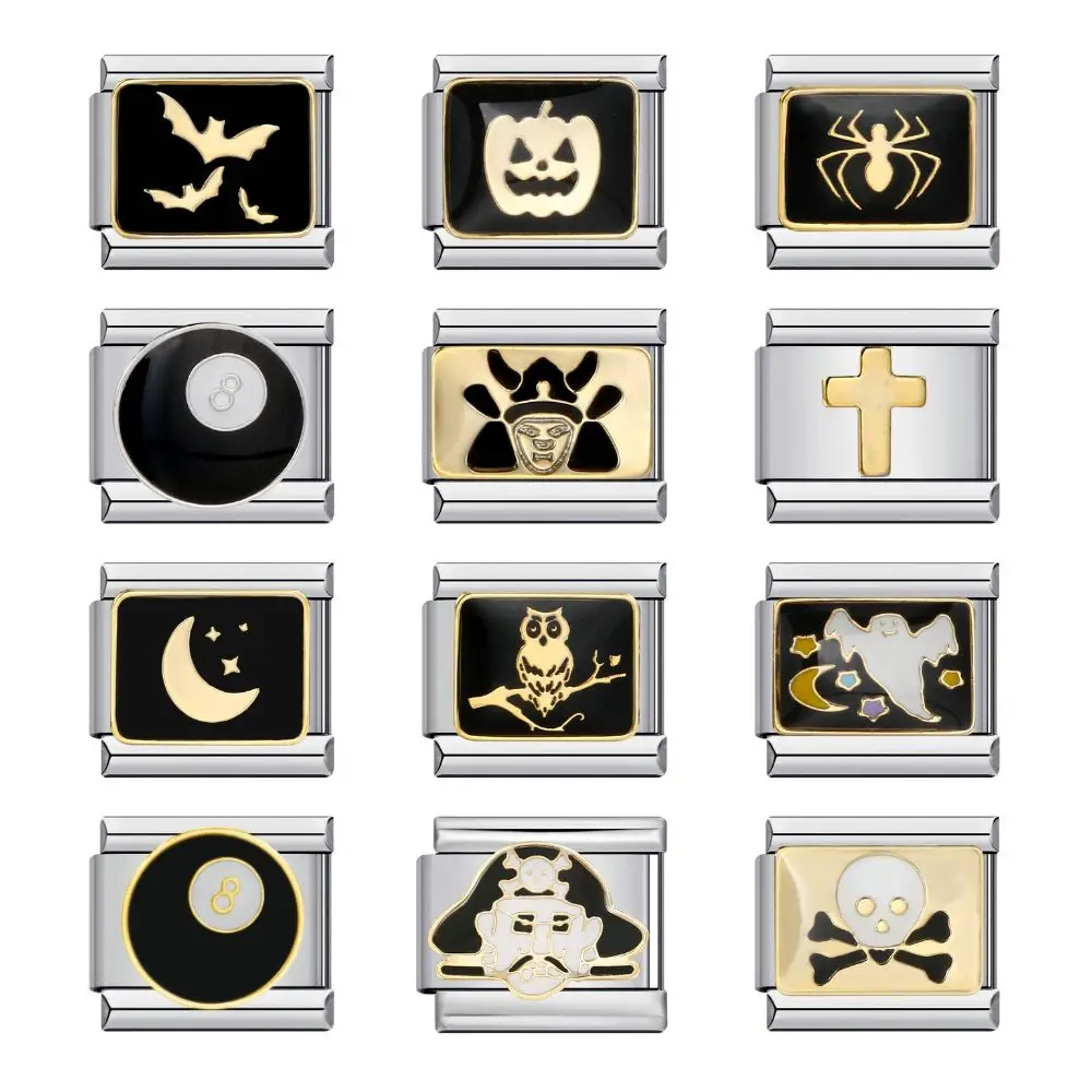 Europa og usa halloween populær rustfri stål ledblok håndkæde dryp olie anderledes mørkt mønster armbånd mand kvinder
