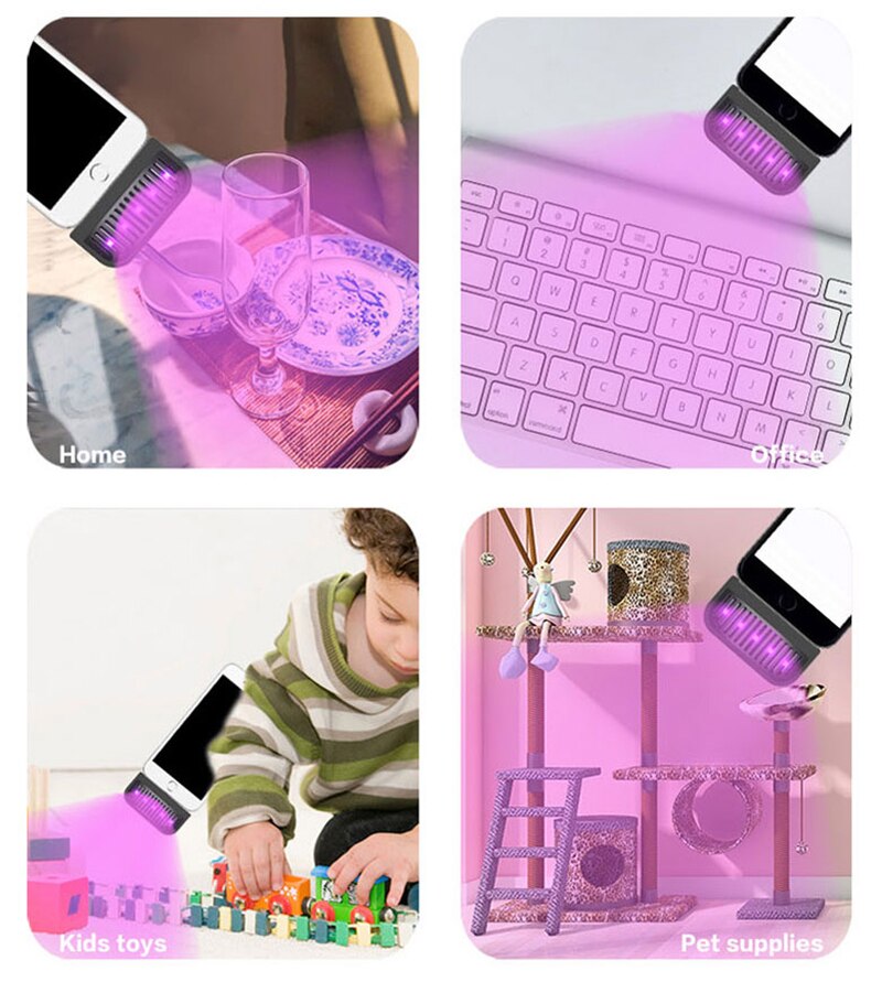 Portable UV Light Sanitizer Wand Ultraviolet Disinfection Lamp Mini UV USB Charging LED Violet Sterilizer Light For Home Traval
