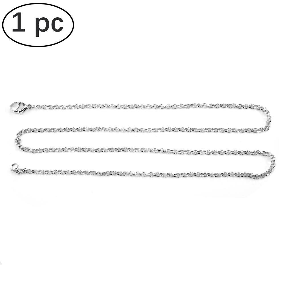 Cadenas de latón para manualidades, accesorios para fabricación de joyas, collares, suministros a granel, cadenas de Eslabón cubano, cierres de Metal de 55cm,: Silver 1 pc
