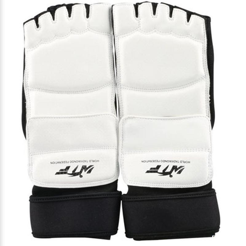 1Set Taekwondo Leder Fuß Handschuhe Sparring Karate Knöchel Schutz Schutz Getriebe Boxen Kampfkunst Socke Kind: XS / Black