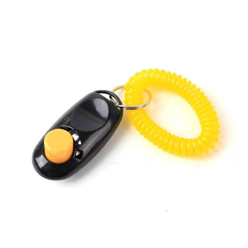 1 pc bonito animal de estimação gato cão treinamento clicker plástico novos cães clique trainer ajuda muito ajustável alça de pulso som chaveiro apito do cão