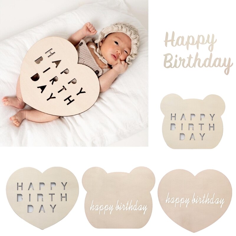Baby Boys Girls Birthday Party Photo Booth Prop Children Wooden Photography Props Baby Shower Decoration Supplies Kids Room