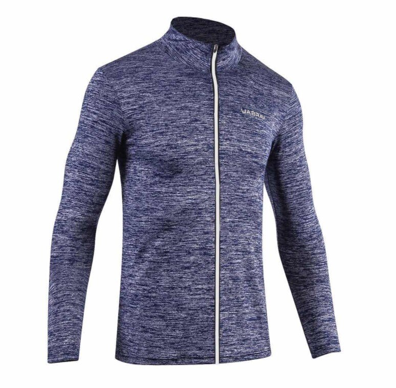 UABRAV Men's Running Jacket Quick Dry T-shirt Top Sportswear Long-Sleeve Fitness Gym Suit Reflective Front Zipper 3Colors