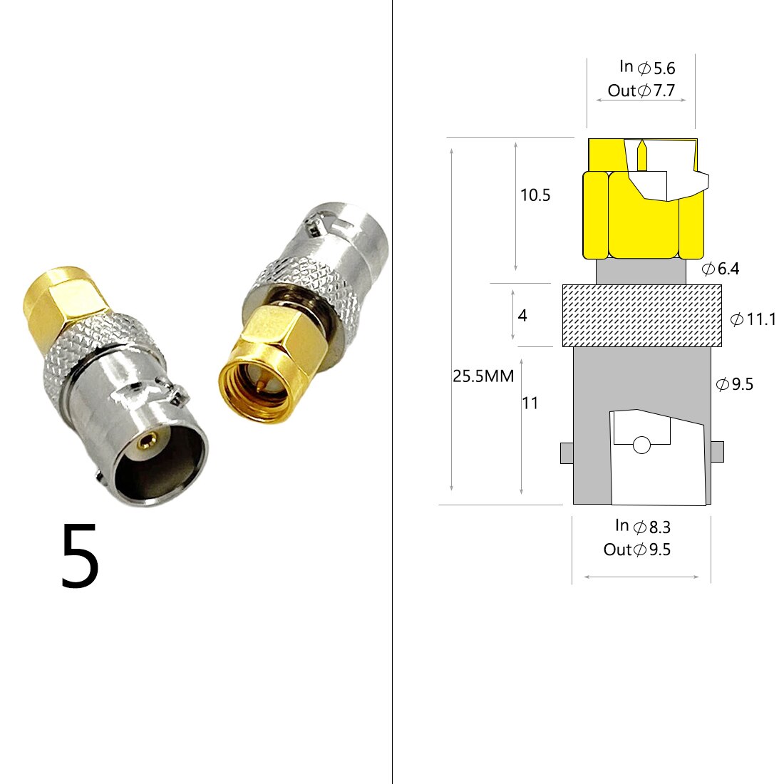 Adaptador de antena Wifi SMA macho hembra a BNC N macho hembra, Conector de enchufe RF coaxial, convertidor recto, precio al por mayor, 1 ud.: Type5