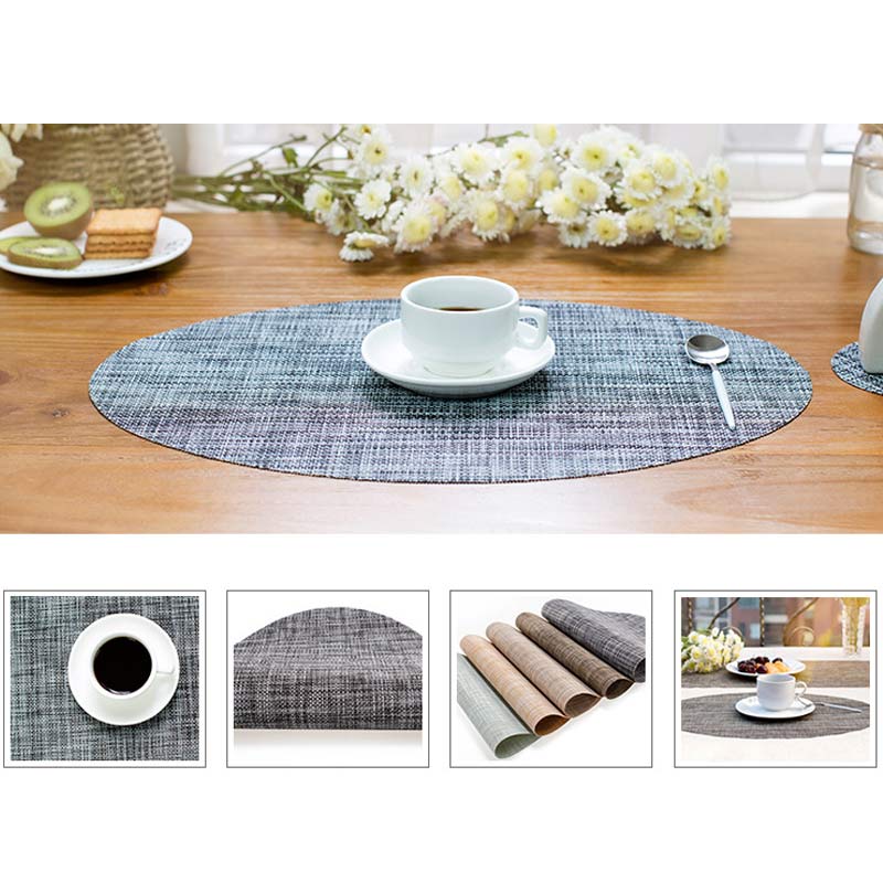45*30cm Table Mat PVC Elliptical Non-Slip Placemat Heat Insulation Pads Kitchen Restaurant Bowl Plate Cup Pad AI