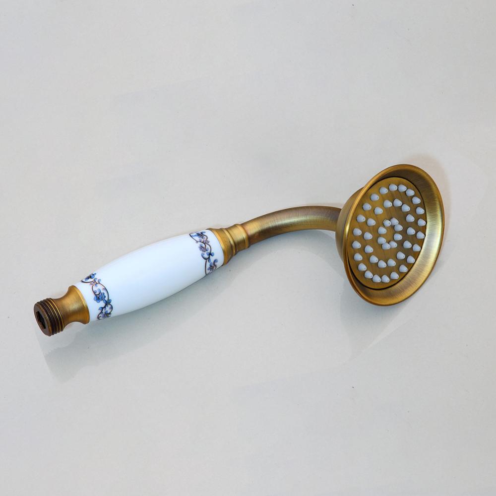 Antique Brass Telephone Style Bathroom Shower Head Water Saving Hand Held Shower Head Spray &1.5m Hose: WHITE