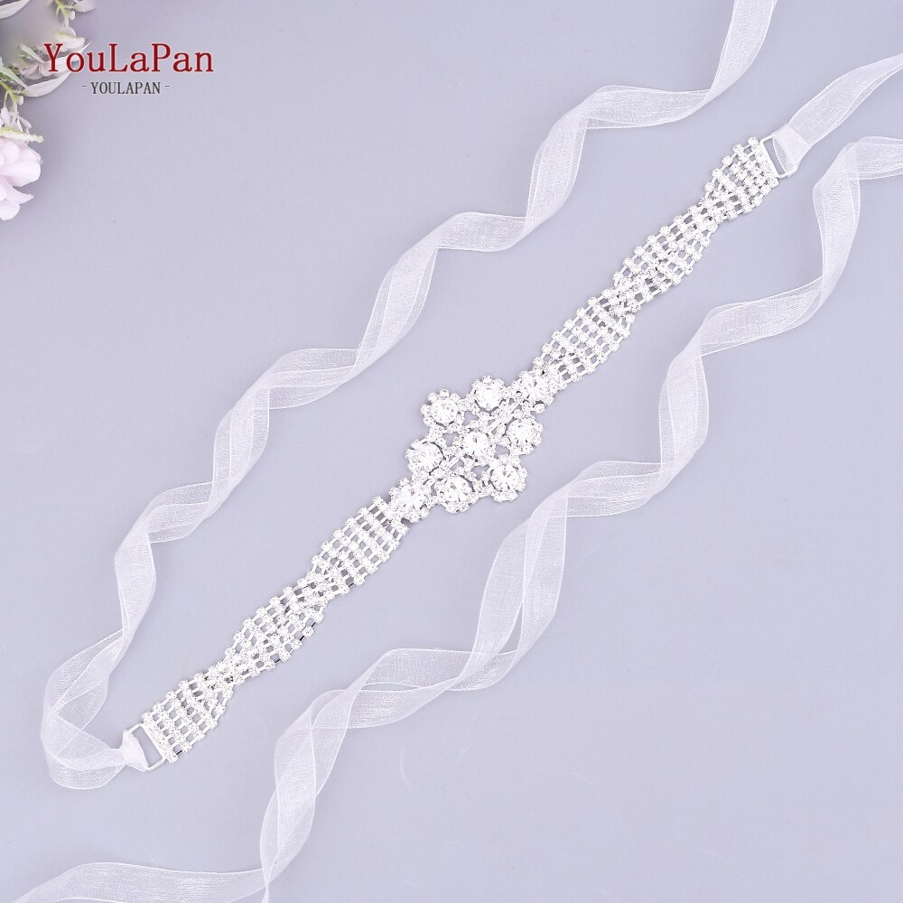 YouLaPan S98 Bling Bridal Belt Rhinestone Wedding Belt Dress Belt Luxury Dress Accessories Wedding Dress Accessories: Organza  White