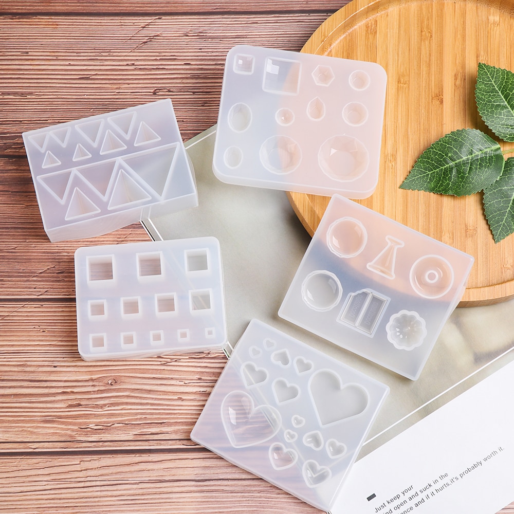 Resin Silicone Pendant Molds Dropping Glue Transparent Cube Triangle Craft DIY Earrings Necklace Mould Jewelry Making Tool