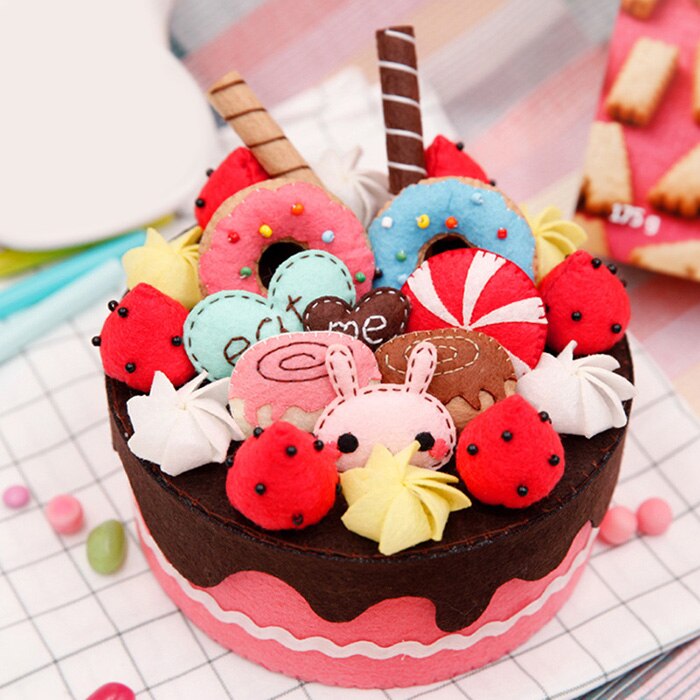 8 Styles DIY Felt Cloth Birthday Cake Box Handmade Cute Cake Storage Case For Children Birthday Special Felt DIY Package: STYLE 2