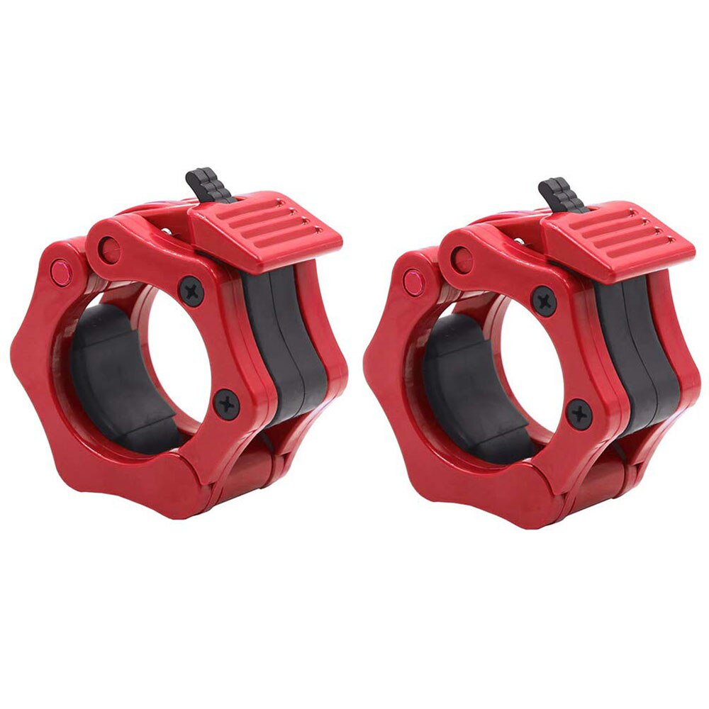 1 par 50mm skivstång fjäderkrage stång fjäderkrage clips hantelklämma spinlocks gym fitness svart: Röd
