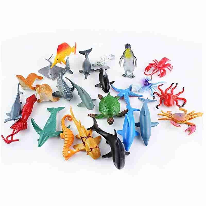 24 Stks/set Zee Lift Dieren Model Speelgoed Handgeschilderde Coloring Shark Dolfijn Krab Schildpad Model Mini Marine Educatief Speelgoed