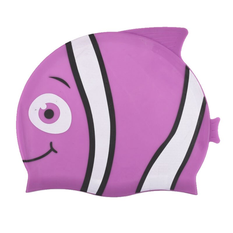 Gorros de natación para niños y niñas, de silicona, impermeables, con protección para la oreja, para piscina, buceo con dibujos animados: plum