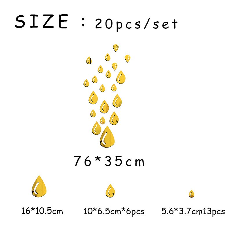 Water Raindrop Mirror Wall Sticker DIY 3D Mirror Sticker Living Room TV Background Wall Bedroom Wallpaper Self-Sti