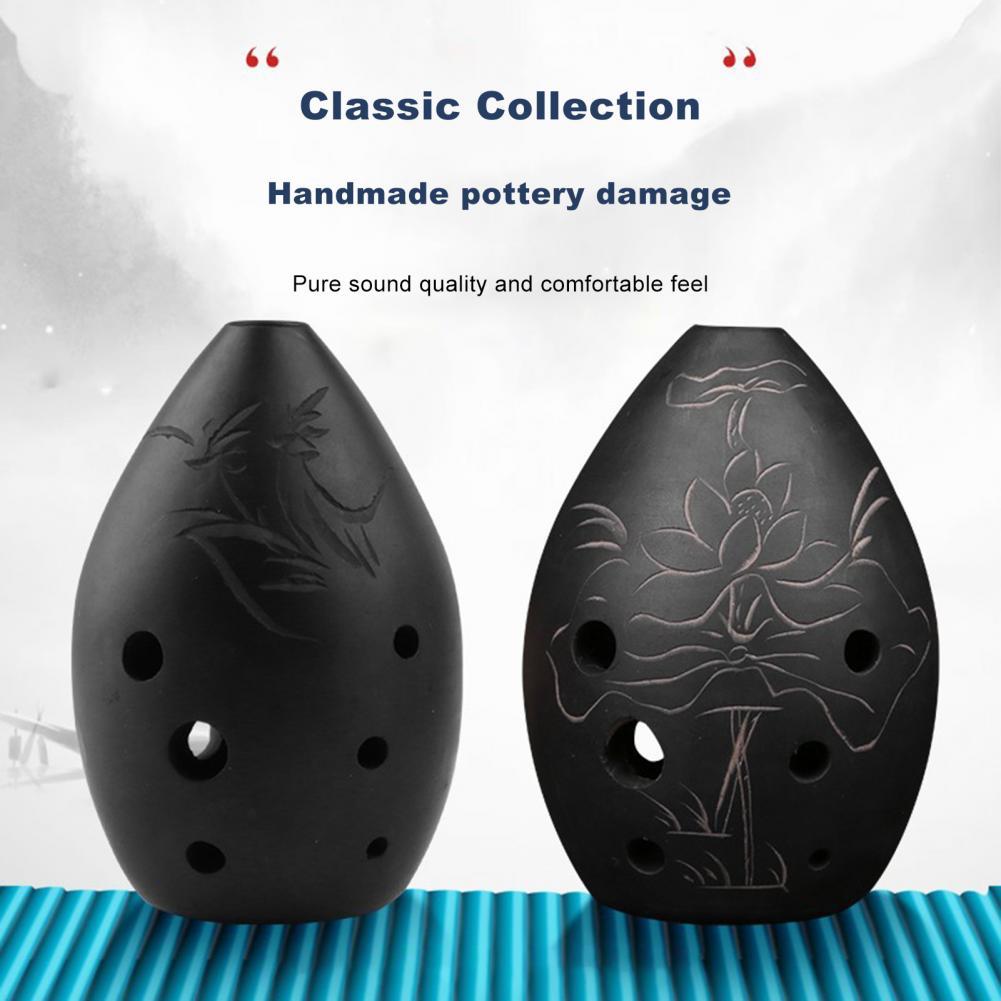 Xun 8 hole C-tone clay Chinese flute ocarina for beginners practice with xun black pottery ancient xun instrument