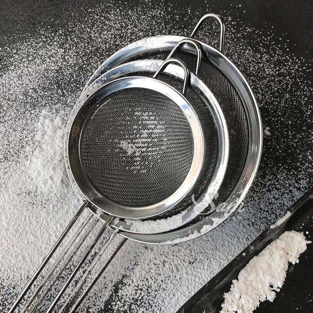 Bagning rustfrit stål håndholdt mel sigte pulveriseret sukker filternet sigte mel sig sig kok dessert maker værktøj miljøvenligt
