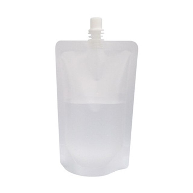 10pc Disposable Transparent Self-supporting Liquid Nozzle Bag Juice Beverage Bag Disposable Handle Packing Ziplock Pouch: Frosted 300ml