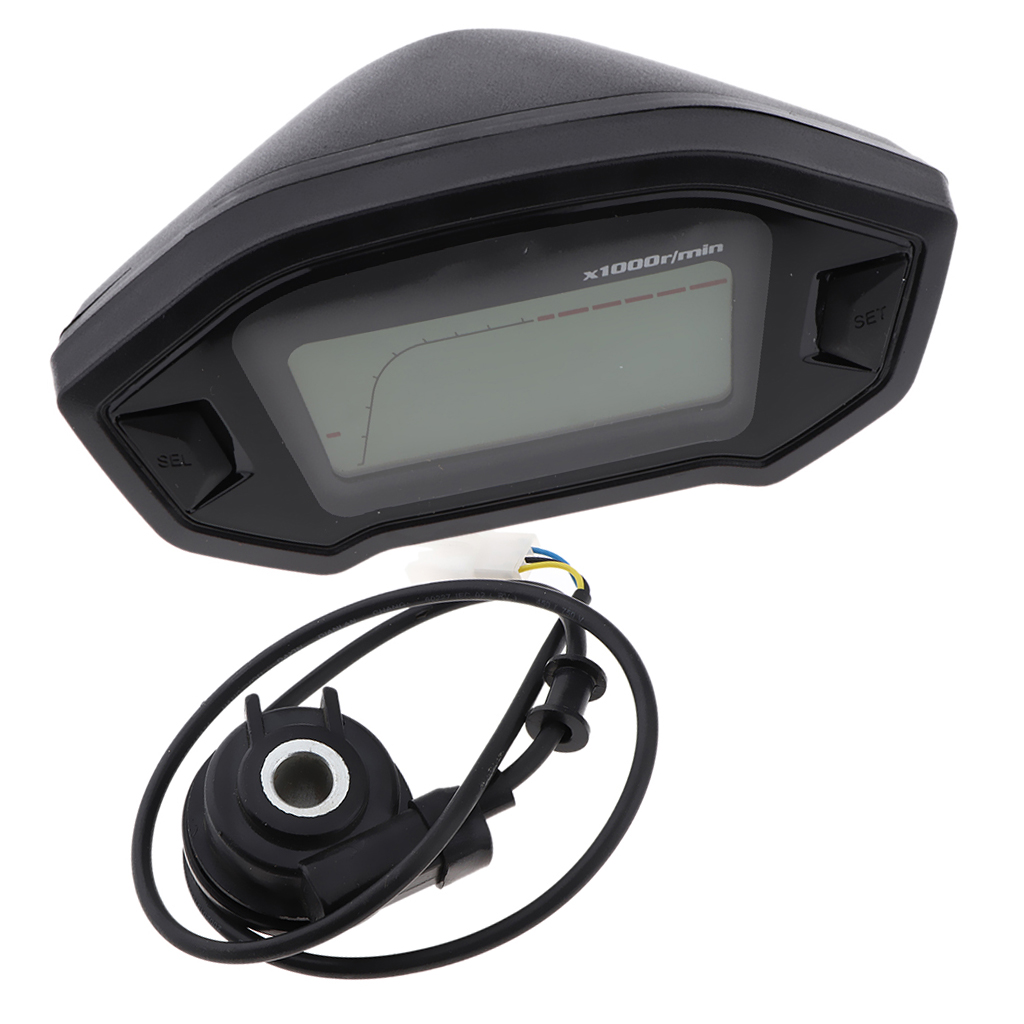 Motorcycle LCD Digital Speedometer Tachometer Odometer Gauge - Universal
