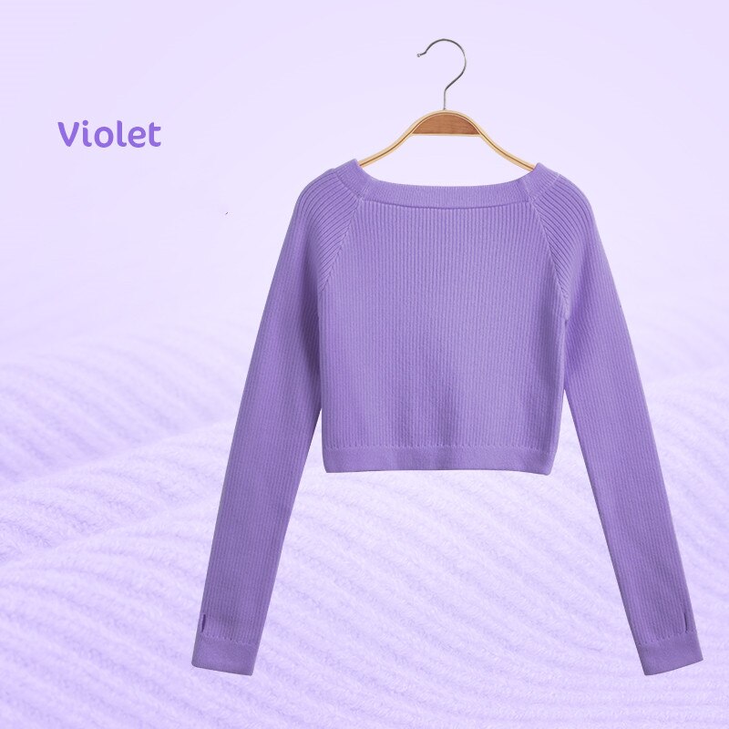 Meisjes Ballet Dans Trui Elastische Platte Schouder Trui Tiener Kinderen Herfst Winter Truien Met Lange Mouwen Truien: height 145-155cm / Violet