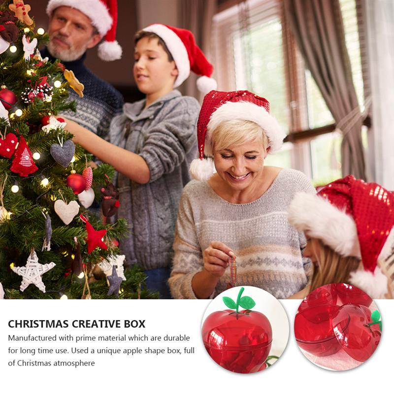 12pcs Christmas Plastic Apple-Shaped Chocolate Candy Boxes Storage Container Party Box YAER Party Decoration(Red)