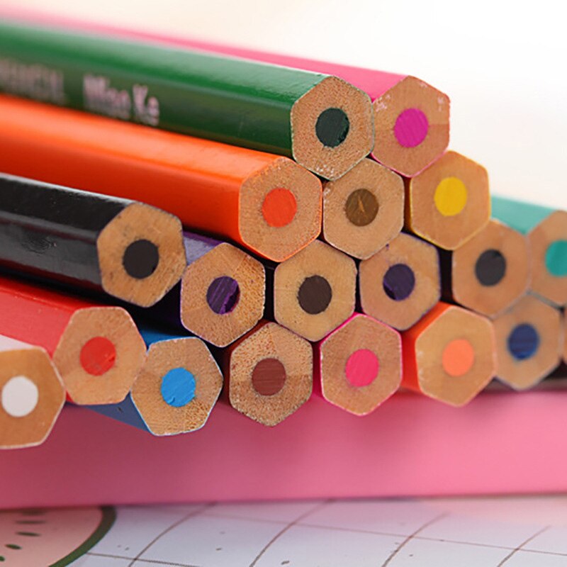 12/24 Color Children Drawing Pencil Sketch HB Painting Pencils Stationery Supplies Small and Long