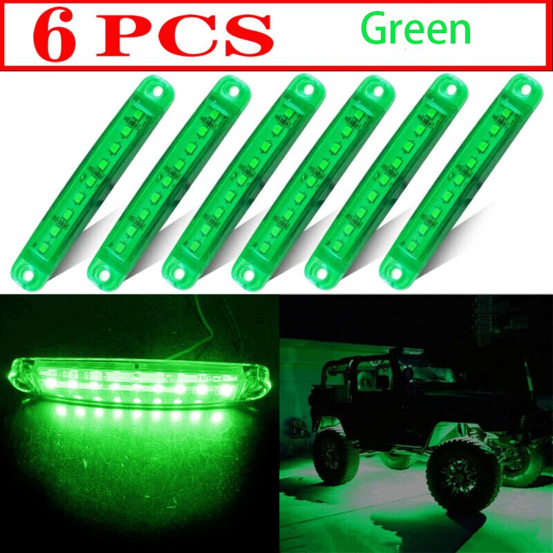 6X Led Rock Lights​ Green 9LED Rock Light IP67 Waterproof