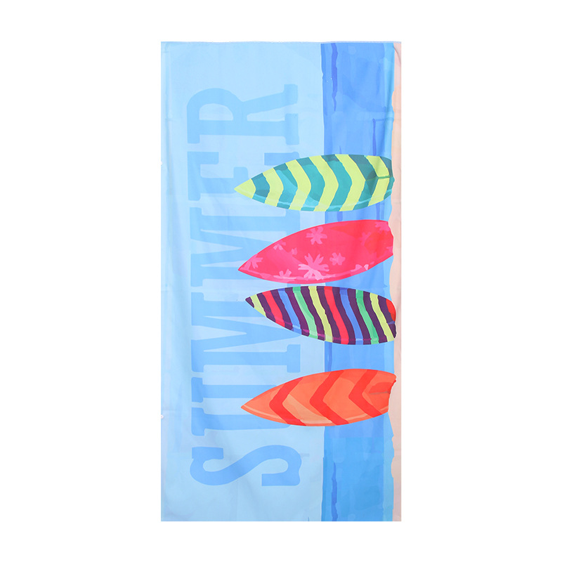 Toalla de playa de terciopelo de doble cara de microfibra, secado rápido, Impresión de absorción de agua, baño, natación, chal a prueba de sol: Azul