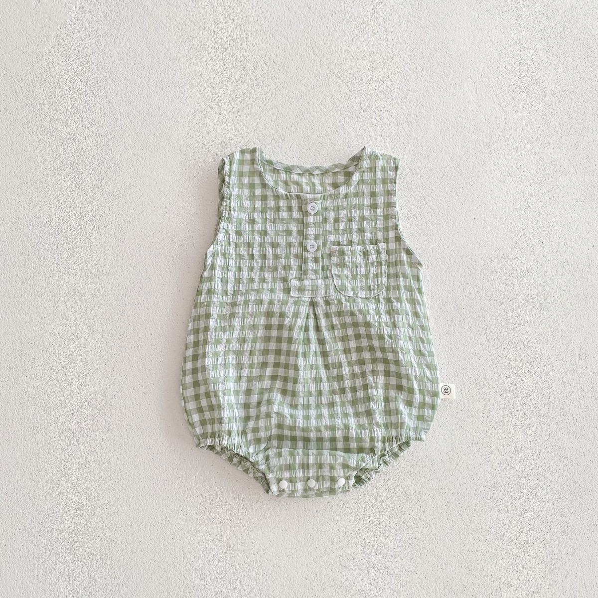 Sommer baby piger ærmeløs romper ternet nyfødt baby bodysuit 0-2 år gammel spædbarn jumpsuit: Grøn / 3m