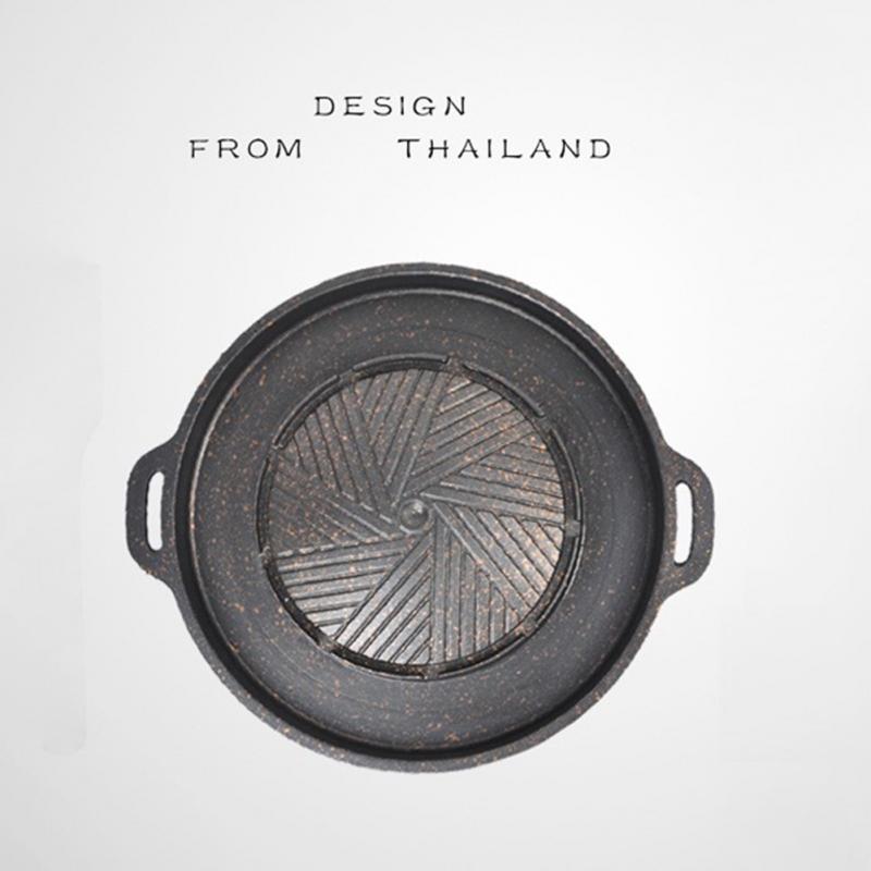 Non-stick Aluminum Alloy Round Shabu-grilled Pan Korean Cassette Grill Pan Small Pot Oil Leaking Pan Restaurant