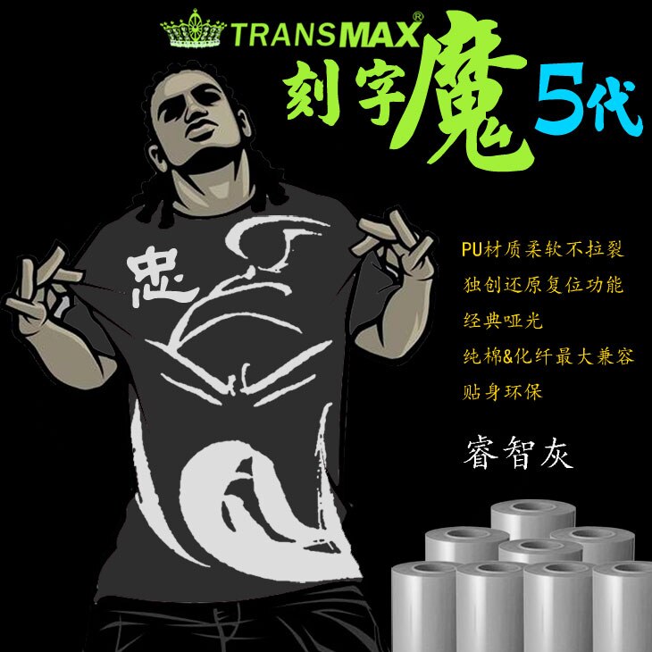 Cutting Vinyl Sticker Rolls 50cm x1m Heat Transfer PU Vinyl With Sticky Back 33colors Cutter Press: Gray