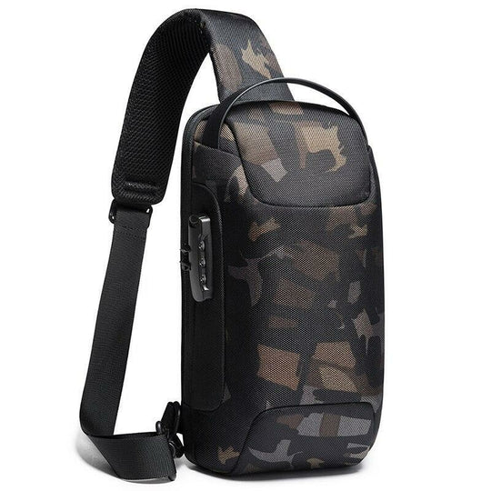 Upgrade Carbon Fiber Streamline Anti-Theft Sling Bag Multifunction Men Chest Bag Male Waterproof Messenger USB Crossbody Bag: Type A Military