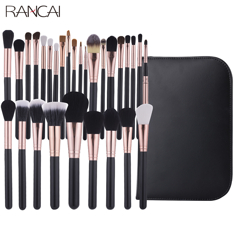 RANCAI-Juego de brochas de maquillaje , 29 Uds., grandes y flojos, base en polvo, sombra de ojos, delineador de ojos, cejas, pestañas, contorno, resaltar