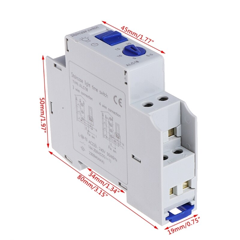 Din skinne trappe belysning timer skifte timer relæ 220 vac 16a bruges til korridorbelysning alc 18