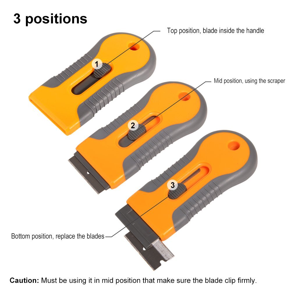 EHDIS Car Cleaning Razor Scraper Window Tint Oven Ceramic Sticker Remover Tool Vinyl Film Wrap Squeegee With Carbon Steel Blades