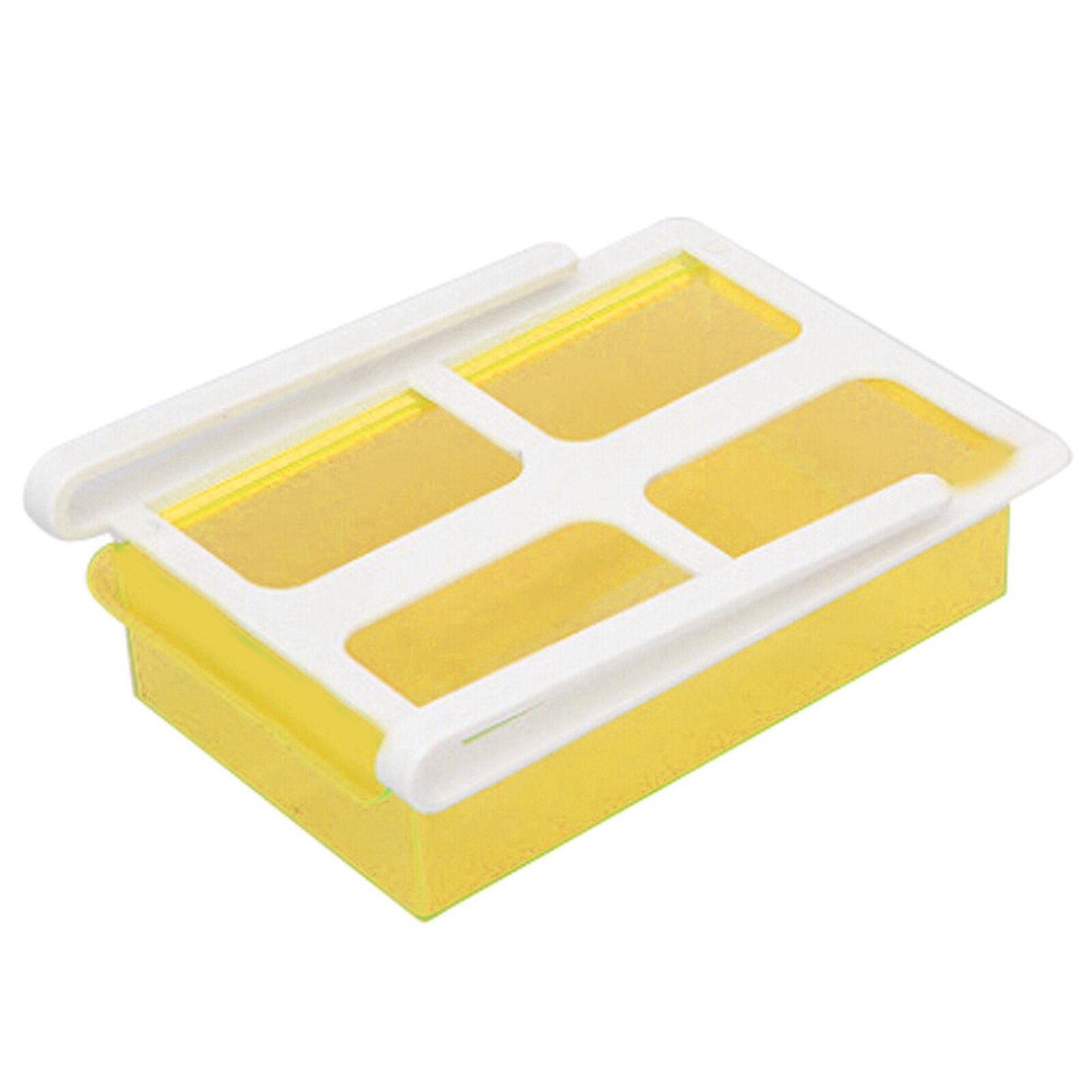 Slide Fridge Freezer Organizer Refrigerator Storage Tray with Lid Rack Reusable Shelf Drawer Organization Cutlery INTE99: Yellow
