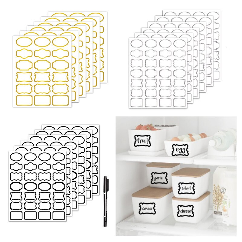 PVC Self-adhesive Seasoning Jar Label Sticker Handwritten Transparent Removable Waterproof Oil-proof Spice Bottle Label Sticker