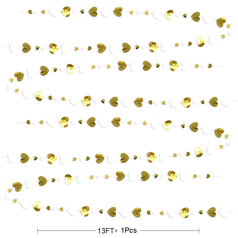 13Ft Papier Weiß Gold Liebe Herz Girlande Stromer Hängen für Bachelorette Hochzeit Braut Dusche Baby Geburtstag Party Dekorationen