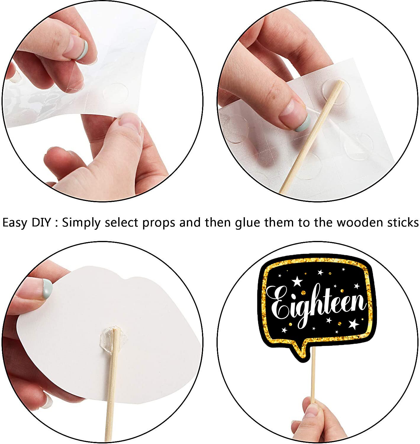 12 Stks/set Zwarte Goud 18 30 40 50 60 Gelukkige Verjaardag Photo Booth Prop Volwassen Verjaardagsfeestje Decoratie Man Vrouw diy Photobooth