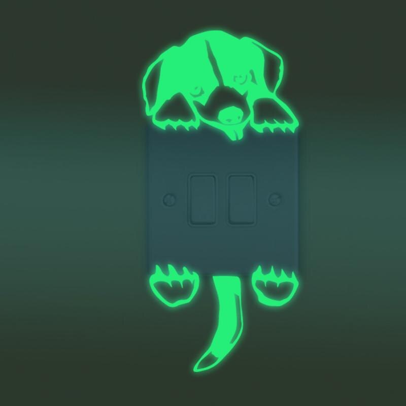 Cartoon Green Fluorescent Toilet Switch Sticker Night Light Wall Sticker Home Decoration Children's Room Sticker: 09