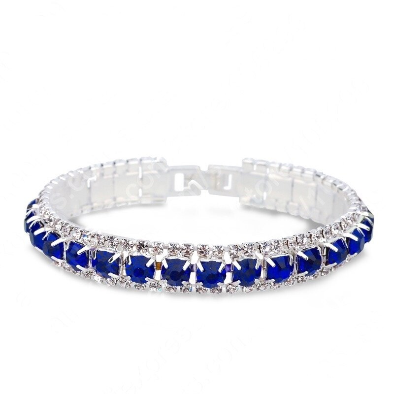 925 Sterling Zilver Silve Vrouwen Klassieke Sieraden Clear Red Cubic Zirkoon Armband &amp; Bangle: blue