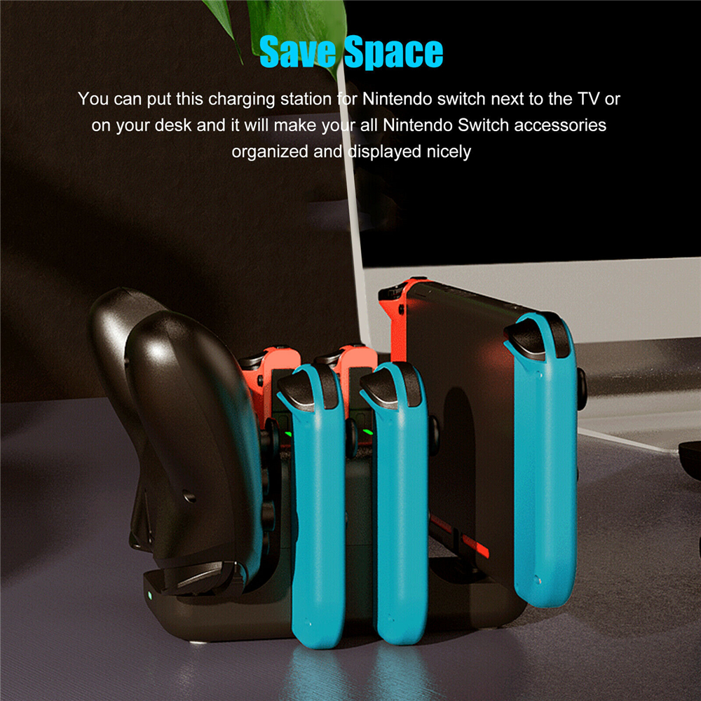 6 in 1 Charging Dock for Nintendo Switch Console Controller Gamepad Charger Dock Station DC5V/2A Charge Stand for NS Switch