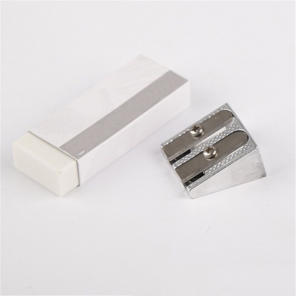 Novedad, sacapuntas de aleación de Zinc, material de papelería encantador, cuchillas metálicas de acero con agujeros dobles, herramienta de corte para bolígrafos, suministros escolares y de oficina