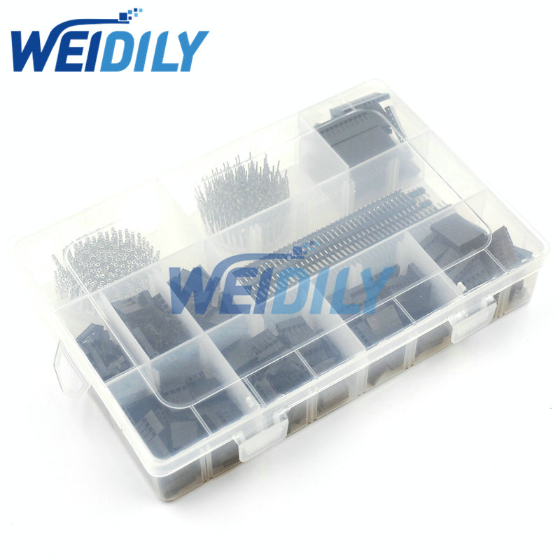 1550PCS 2.54mm Dupont Connector Kit PCB Headers Male Female Pins Electronics Cable Jumper Wire Pin Header Housing